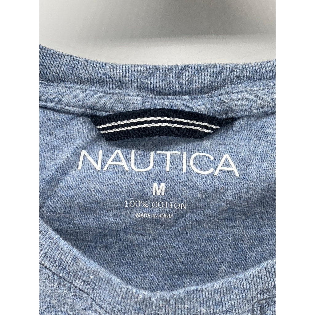NAUTICA Men's Blue Heathered Crewneck Short Sleeve Casual T-Shirt SZ M