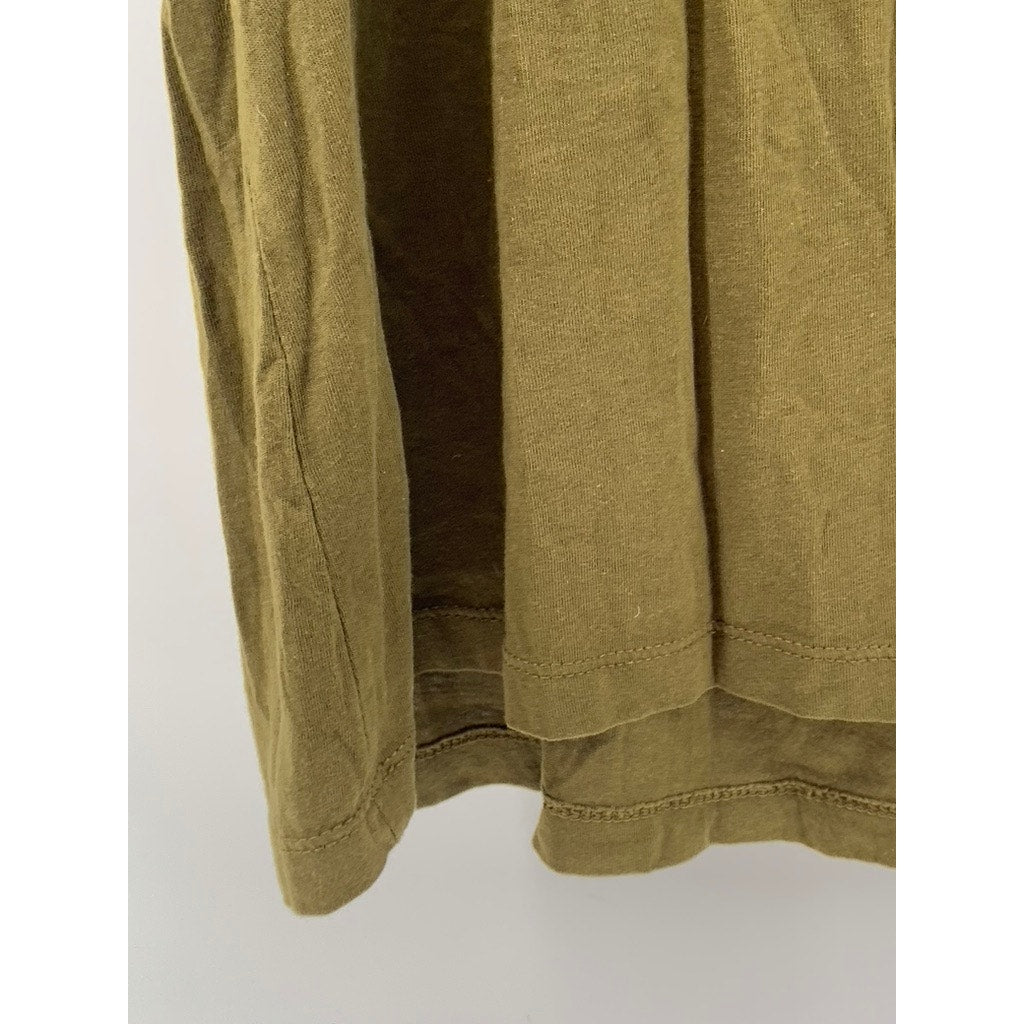 BP. Women's Olive Green Solid Crewneck Cotton-Blend Short Sleeve Top SZ L