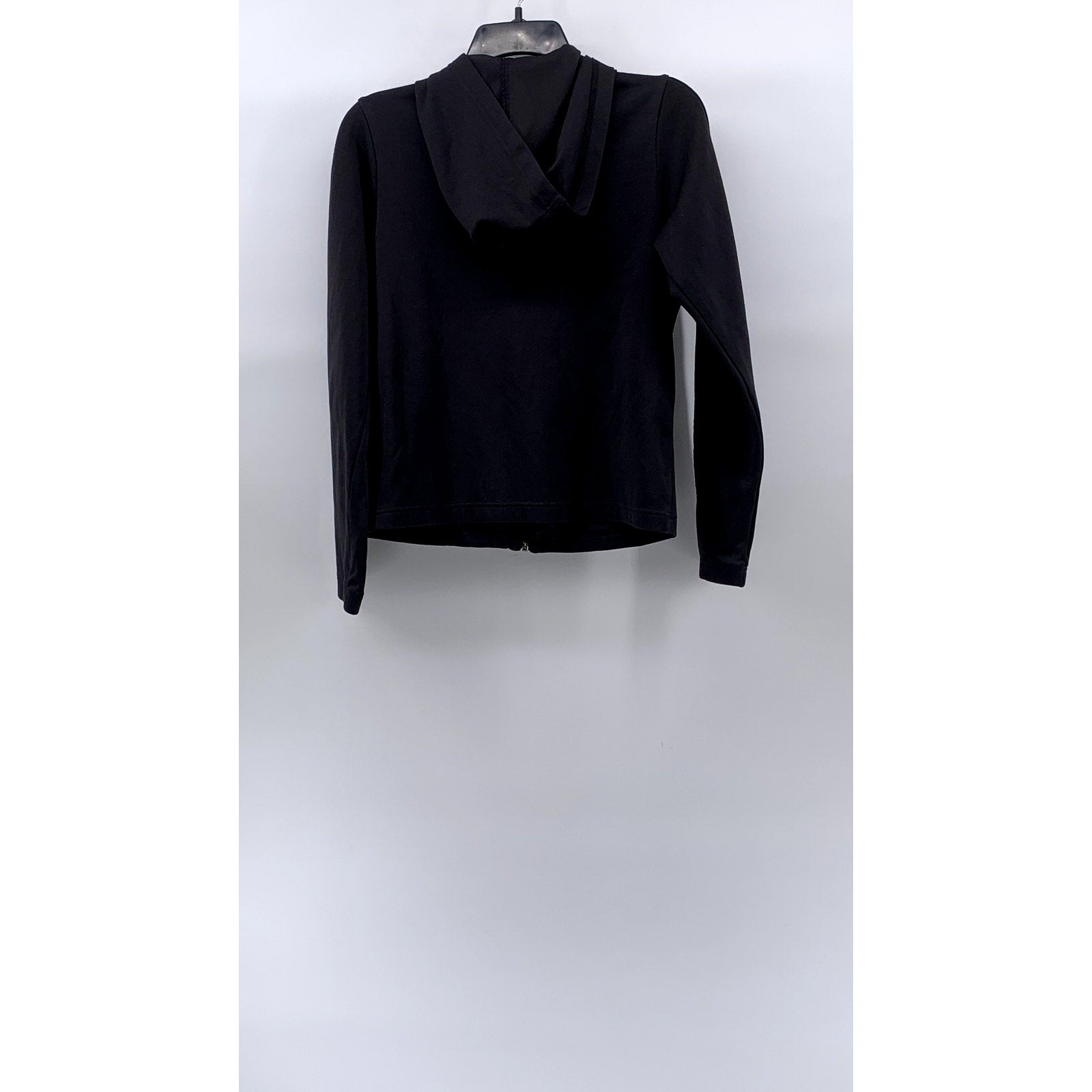 ADIDAS Women's Black Mesh Zip-Up Long Sleeve Active Hooded Jacket SZ M