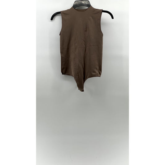 SKIMS Women's Beige High-Neck Sleeveless Seamless Thong Bodysuit SZ S