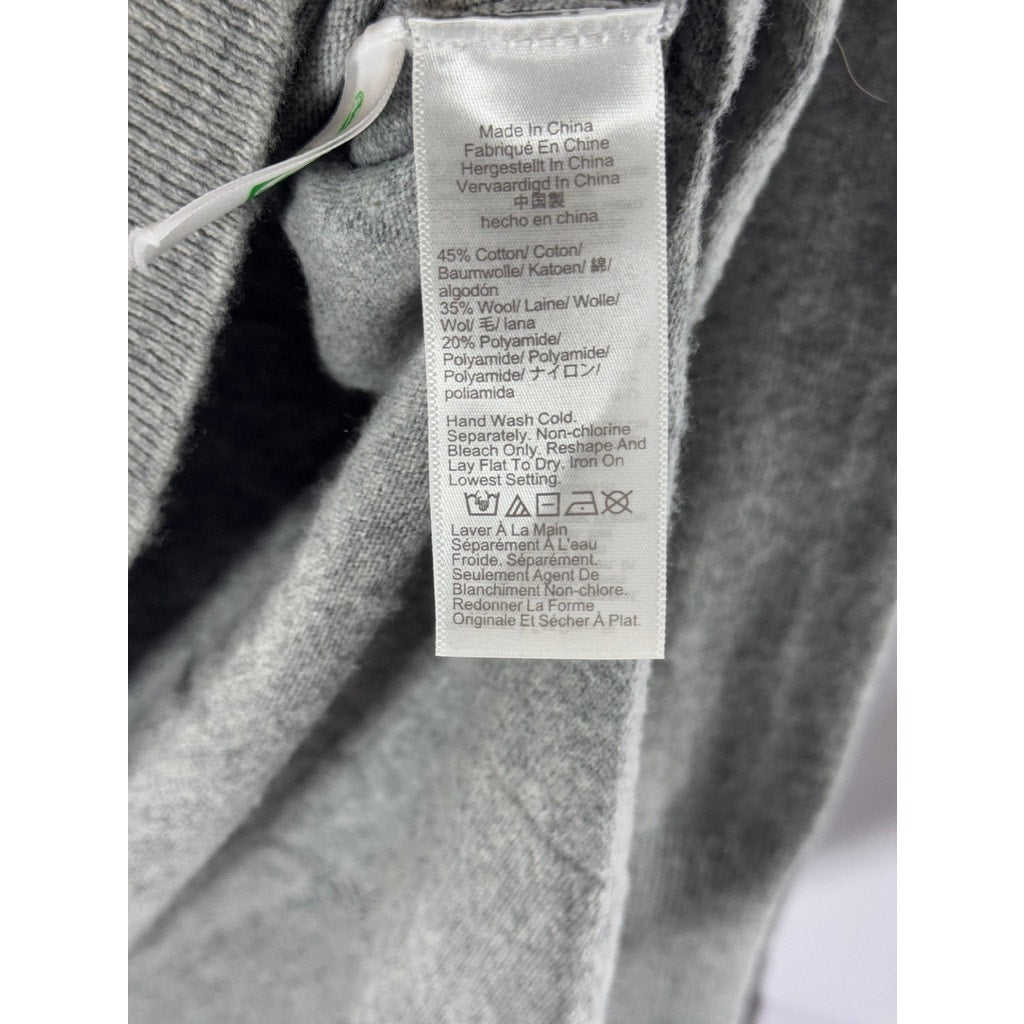 J. CREW Factory Gray Heather Women's Wool Blend V-Neck Tunic Hi-Lo Sweater SZ S