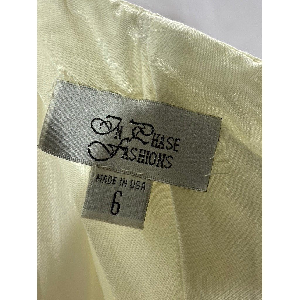 N PHASE FASHION Women's Cream Textured Strapless Gown SZ 6
