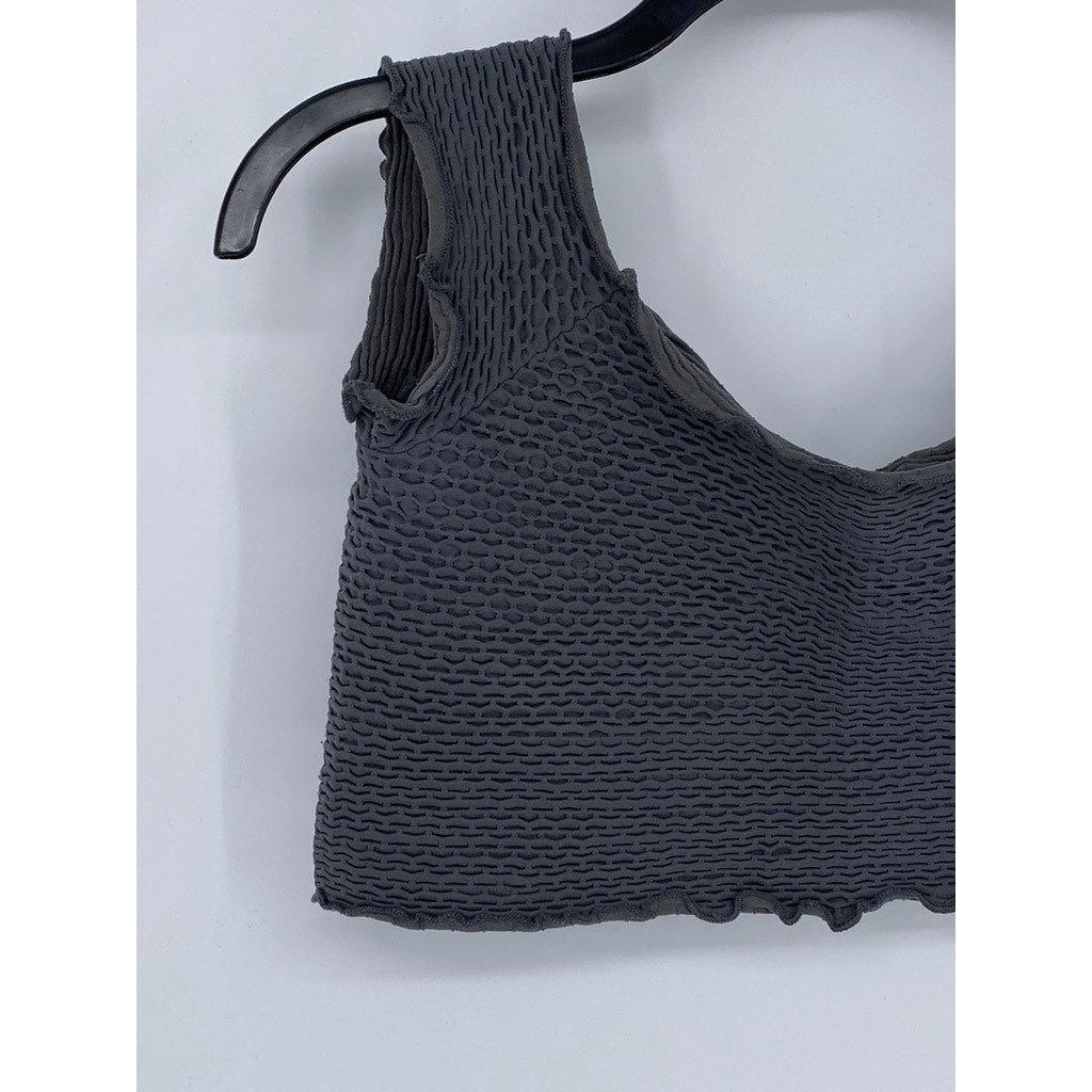 FREE PEOPLE INTIMATELY Women's Dark Gray Textured Crop Tank Top SZ M/L