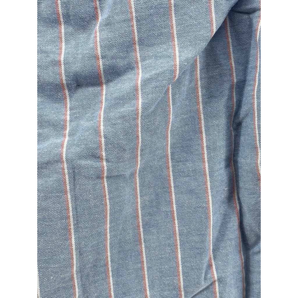 GAP Men's Blue-Pink Striped Standard-Fit Stretch Button-Up Oxford Shirt SZ M