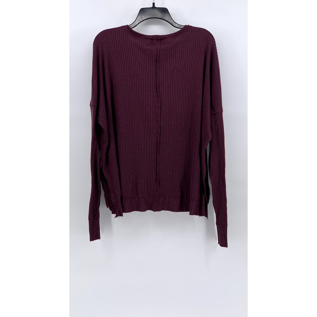 WILD FABLE Women's Maroon Ribbed V-Neck Dolman Sleeve Top SZ L