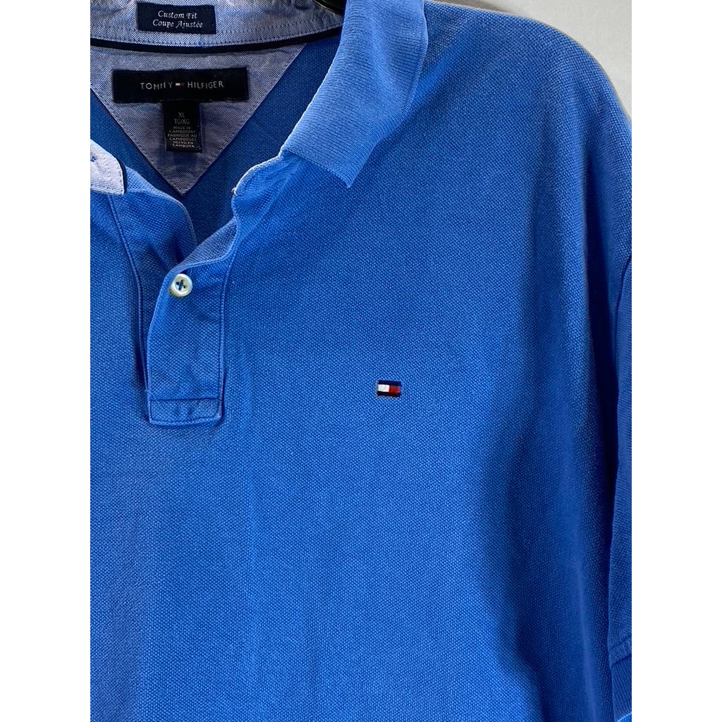 TOMMY HILFIGER Men's Federal Blue Custom-Fit Short Sleeve Polo Shirt SZ XL