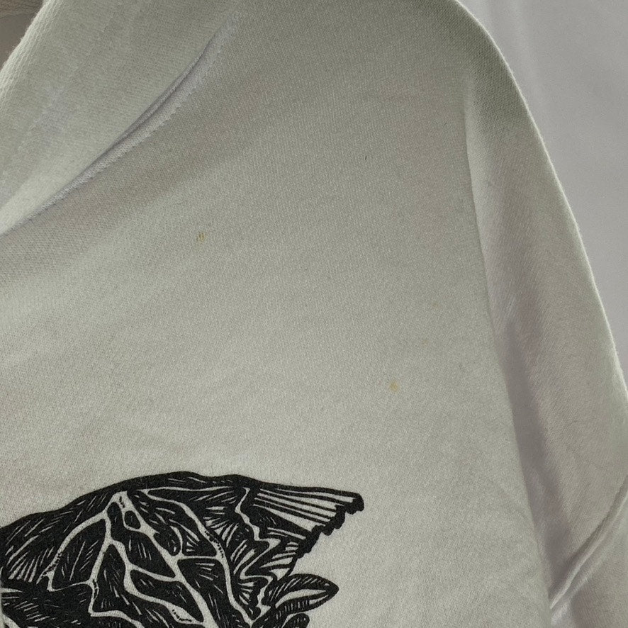 INDEPENDENT TRADING CO Women's White Okemo Custom Graphic Cropped Hoodie SZ L