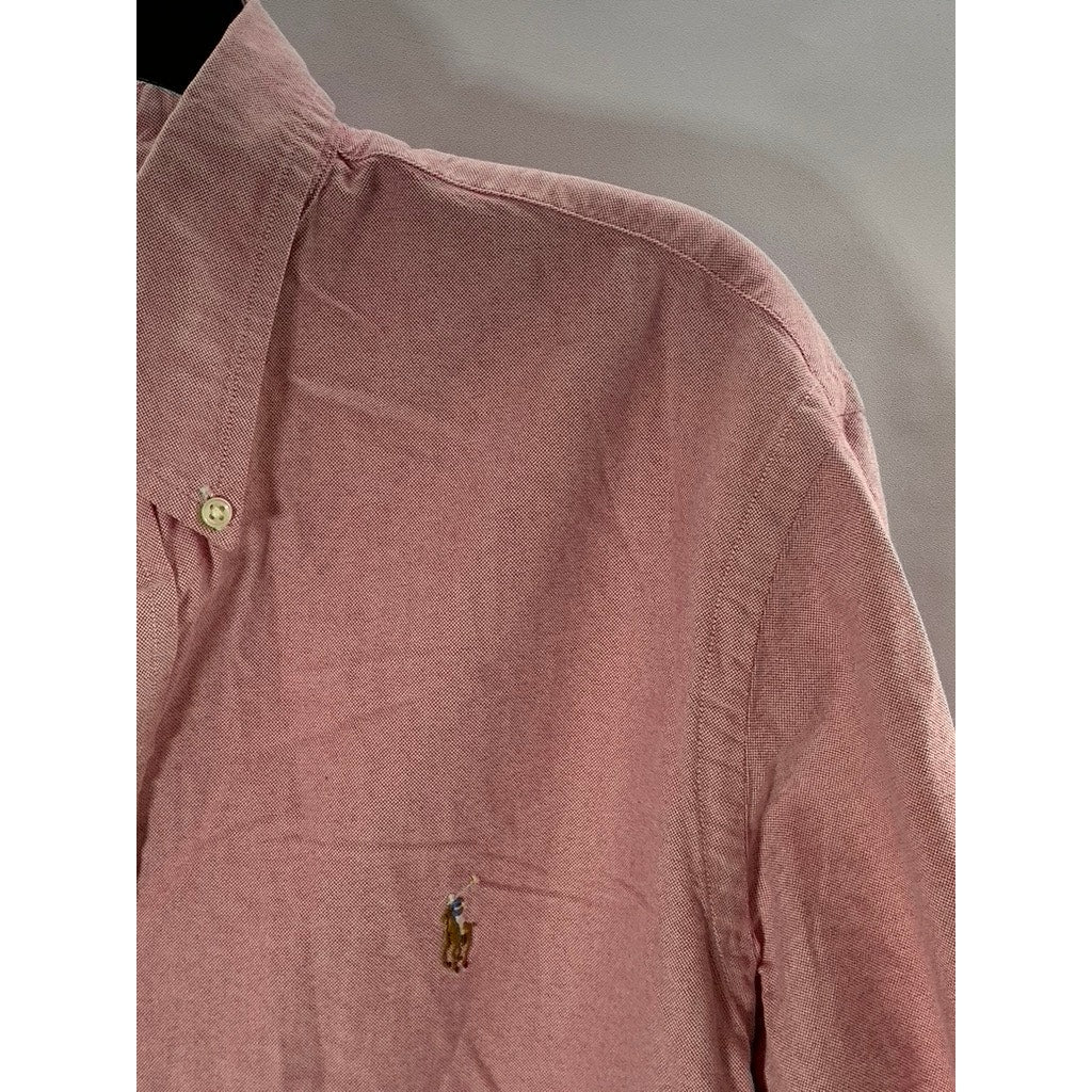 RALPH LAUREN Men's Red Regular-Fit Button-Up Cotton Long Sleeve Shirt SZ XL