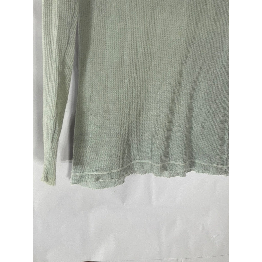DAMSEL Women's Light Gray Thermal Knit Crewneck Lightweight Long Sleeve Top SZ L