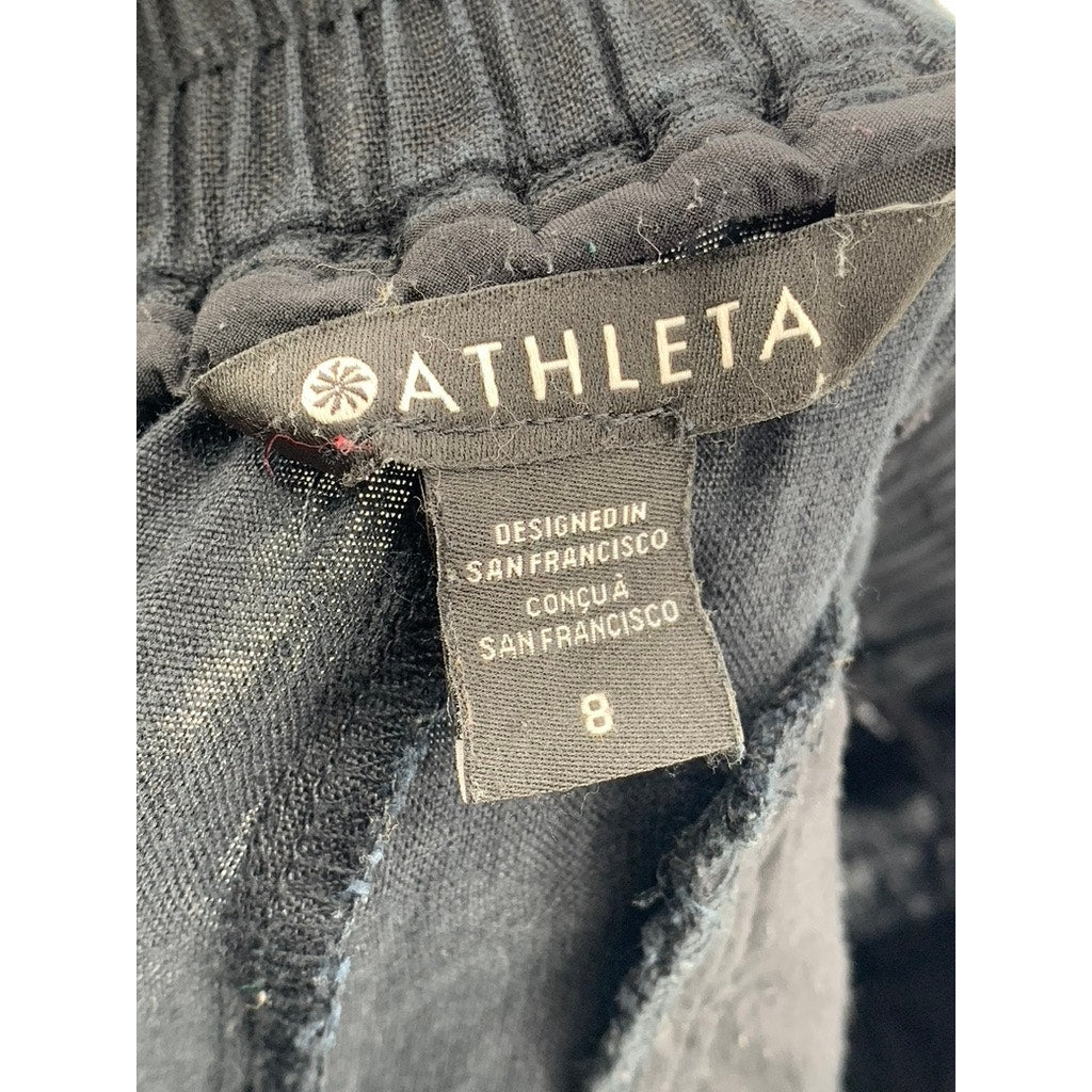 ATHLETA Women's Washed Black Playa Linen Bermuda Pull-On Casual Shorts SZ 8