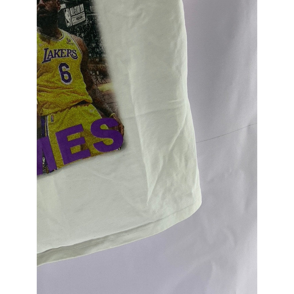 DOGTOWN Women's White Lebron James Lakers Graphic Short Sleeve T-Shirt SZ XXS