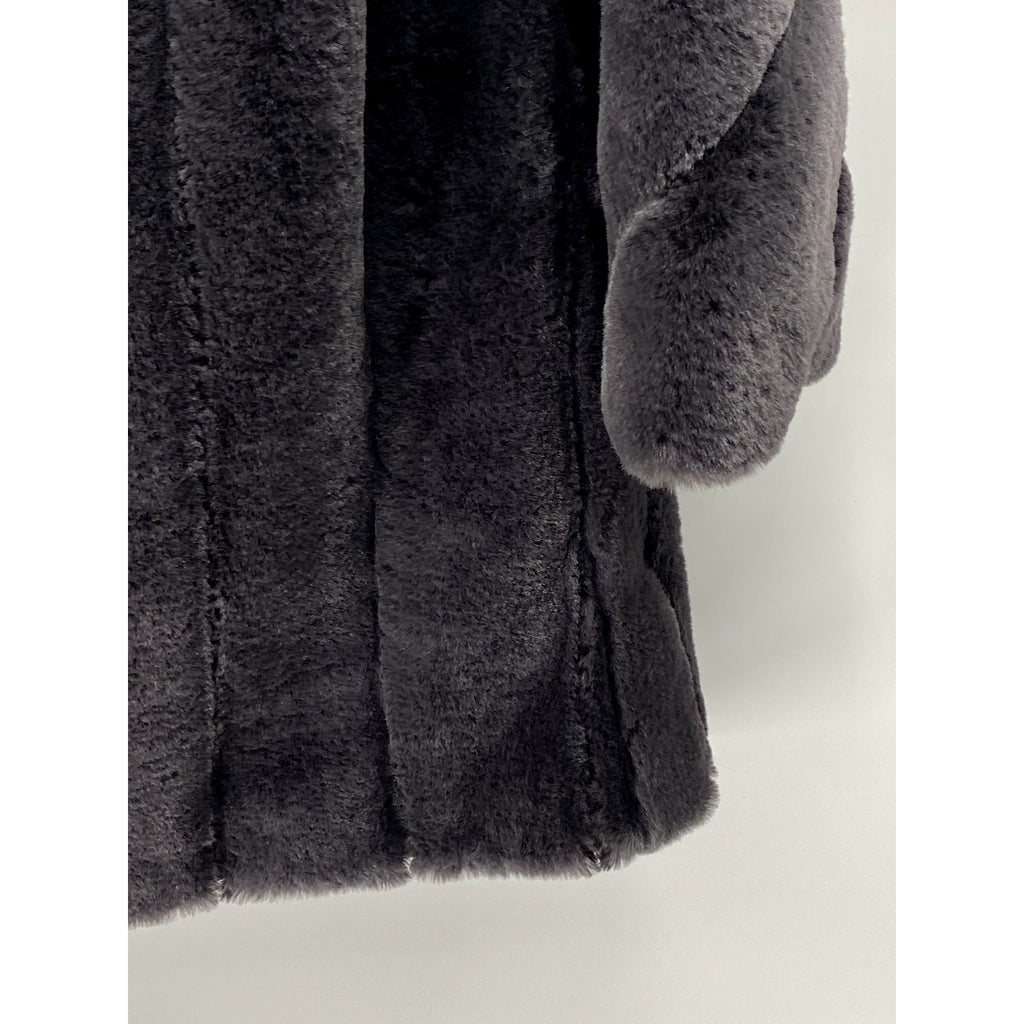 JONES NEW YORK Women's Gray Faux Fur Open Front Coat SZ S