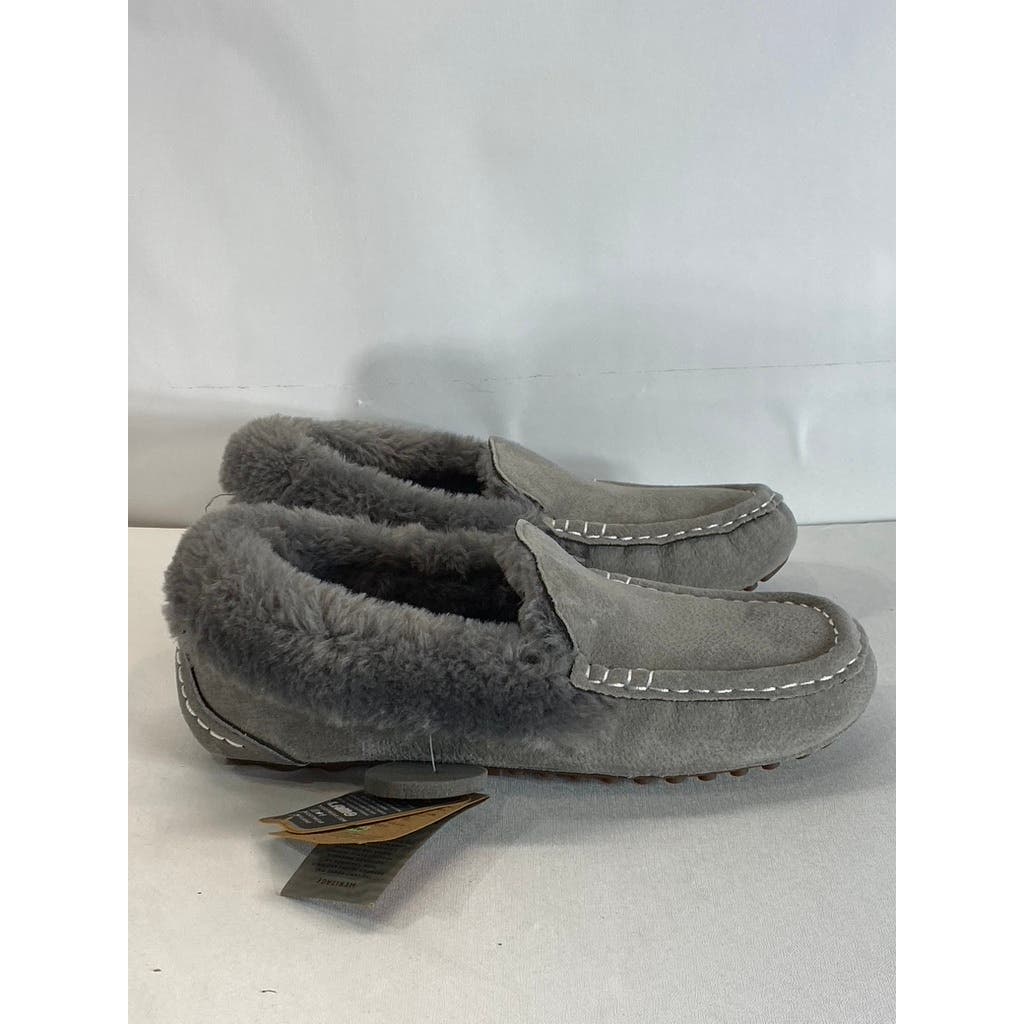 LAMO Women's Charcoal Faux-Fur Aussie Moc-Toe Cirrus Memory Foam Slipper SZ 7