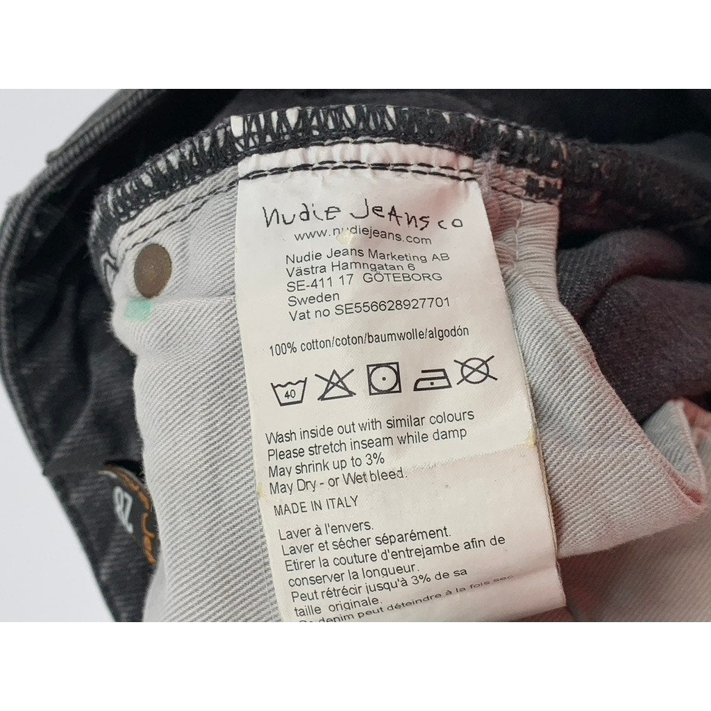 NUDIE JEANS CO Men's Black Denim Slim-Leg Jeans SZ 28X26