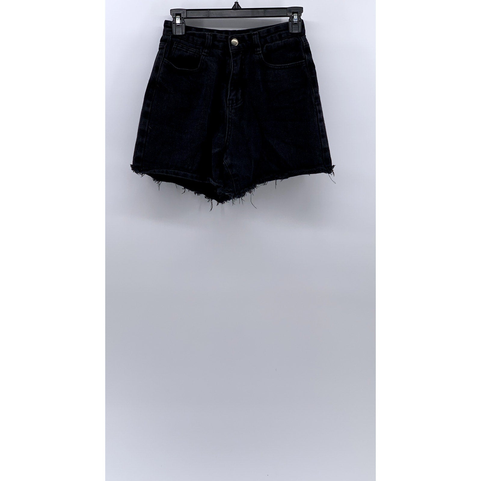 OAK+FORT Women's Black Frayed Denim High-Rise Shorts SZ S