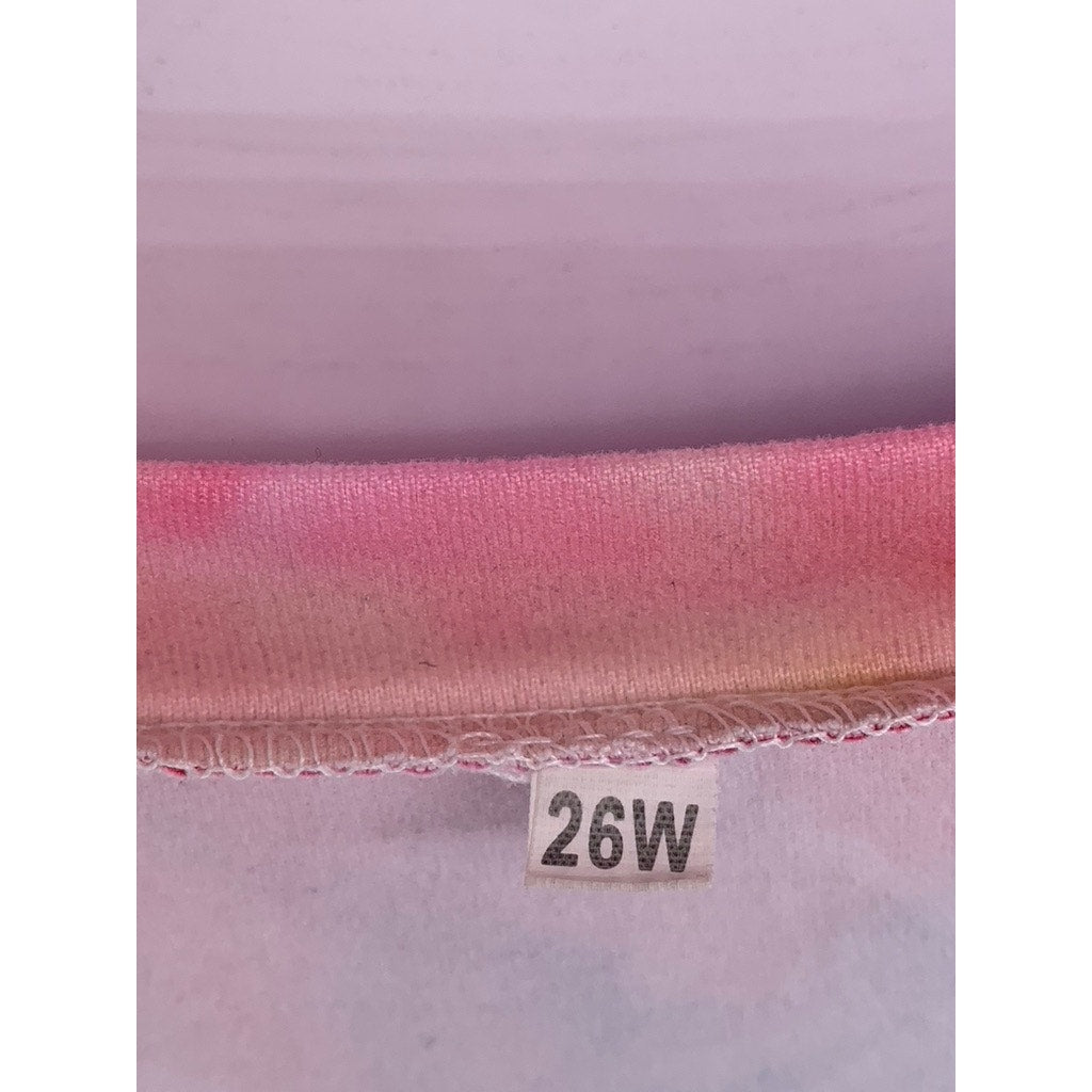 UNBRANDED Women's Plus Pink-Multi Tie-Dye Long Sleeve V-Neck Top SZ 26W
