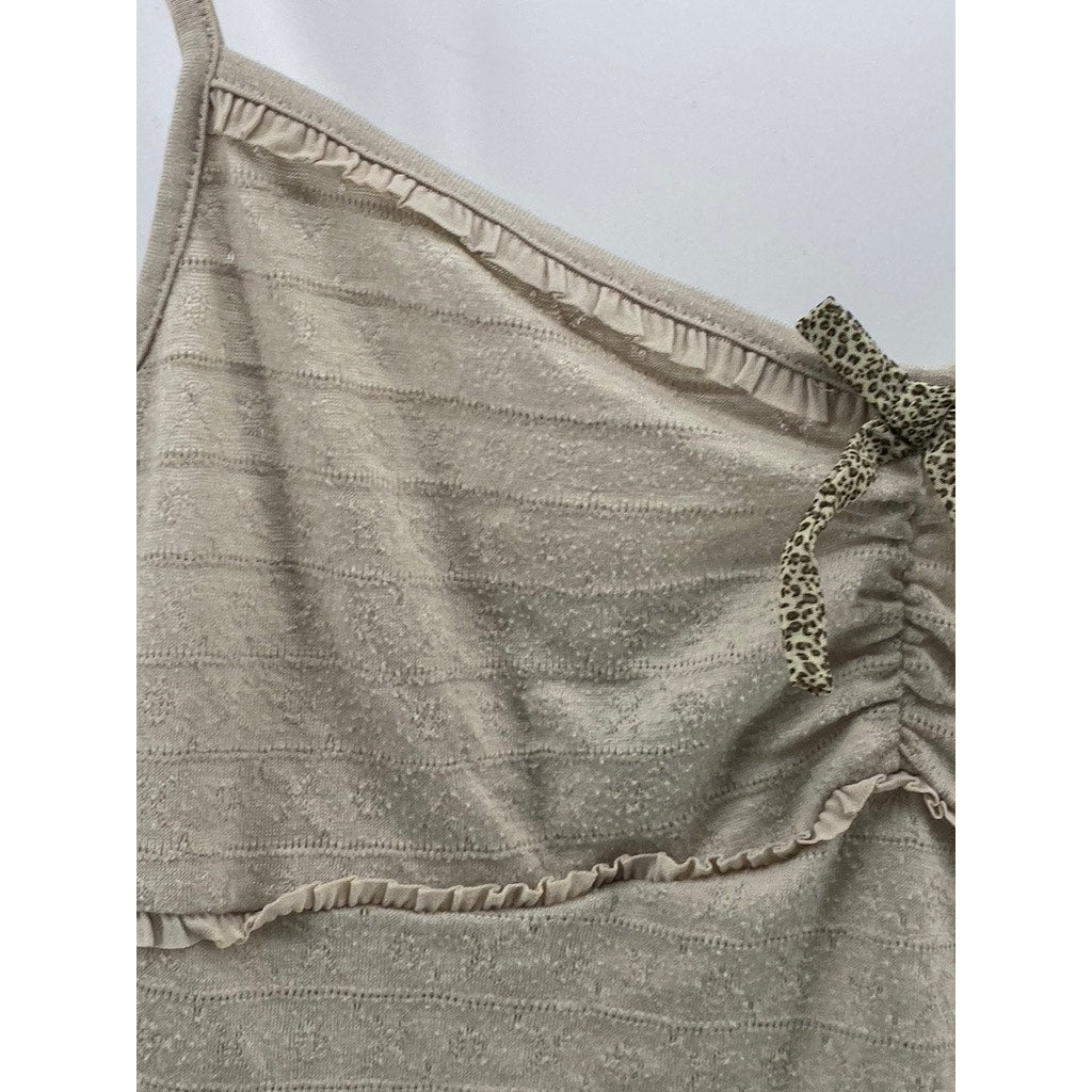 MANGO BASICS Women's Beige V-Neck Spaghetti Strap Casual Tank Top SZ XS