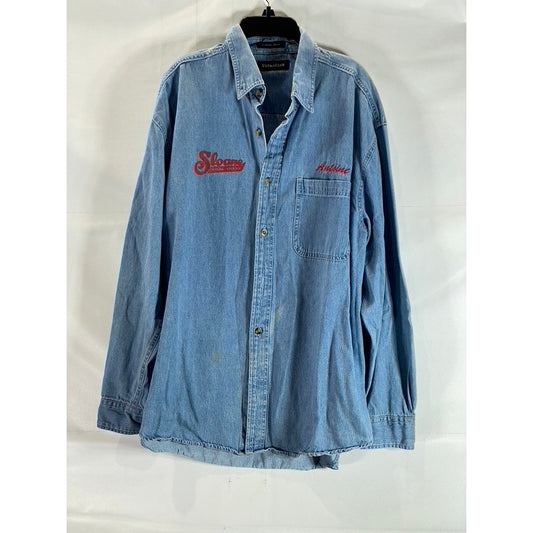 ULTRACLUB Men's Blue Cypress Denim Long Sleeve Button-Up Shirt SZ L