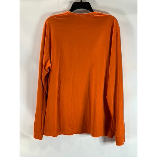 EDDIE BAUER Men's Orange Cotton Crewneck Long Sleeve T-Shirt SZ L