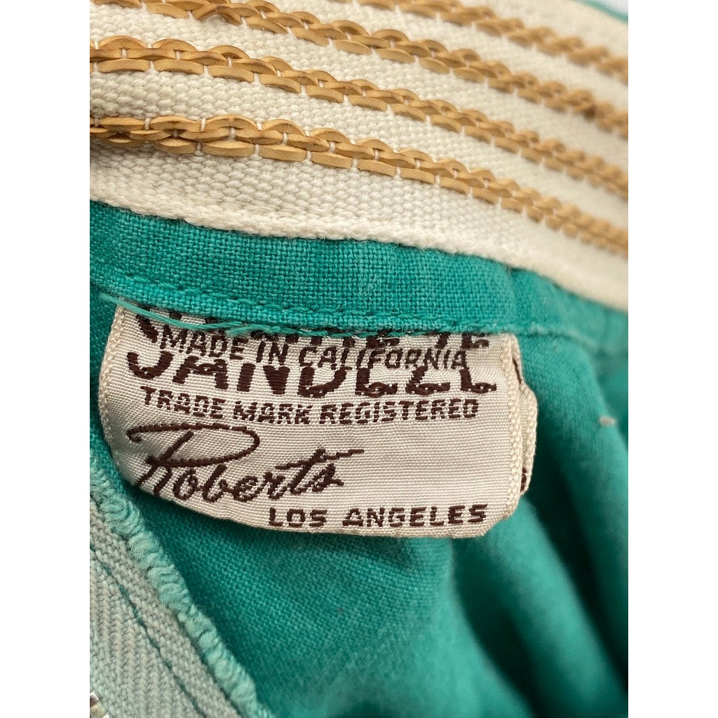 SANDEZE ROBERTS Women's Aqua Blue Embroidered Vintage Swing Midi Skirt SZ 16