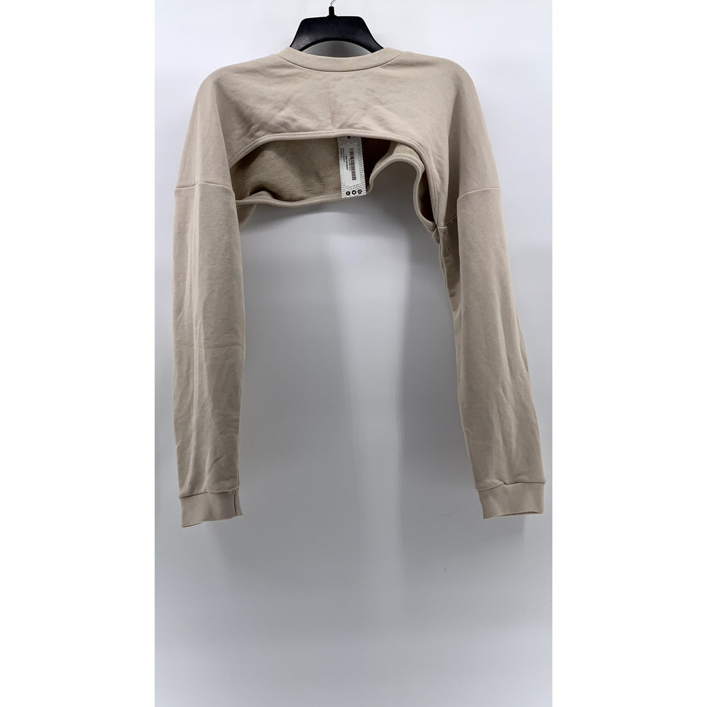BOOHOO Women's Stone Crewneck Long Sleeve Cropped Hoodie SZ 10