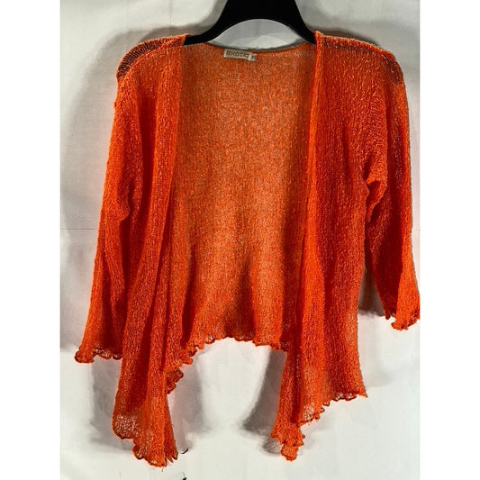 EXOTIC Women's Bright Orange Knit Open Front Elbow-Sleeve Shrug SZ OS