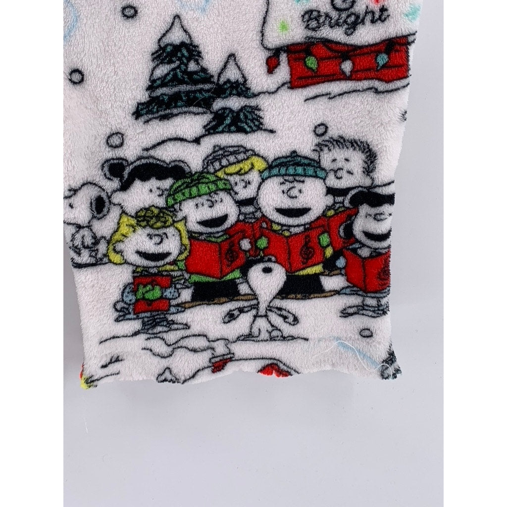 PEANUTS Women's White-Red Snoopy Christmas Printed Pajama Pants SZ L