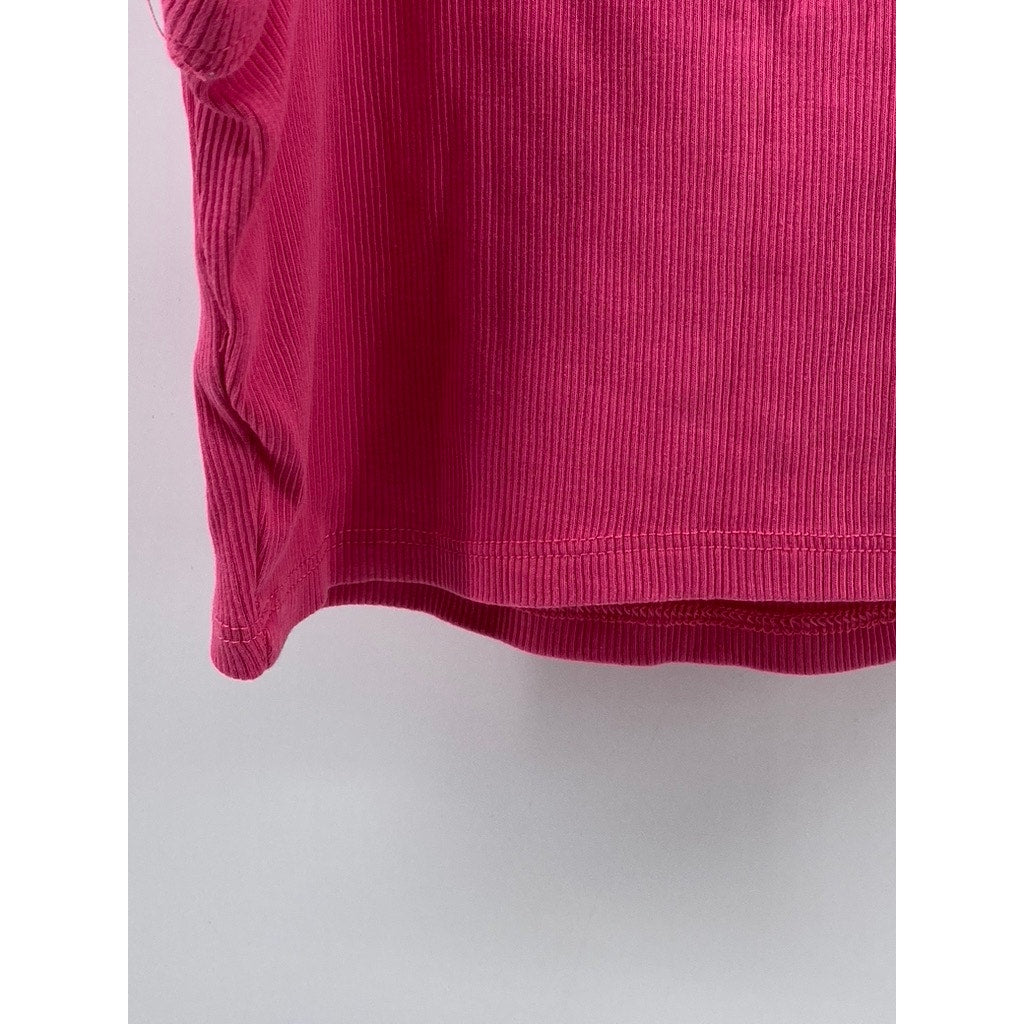 ZARA Women’s Pink Ribbed Crewneck Sleeveless Cropped Top SZ L