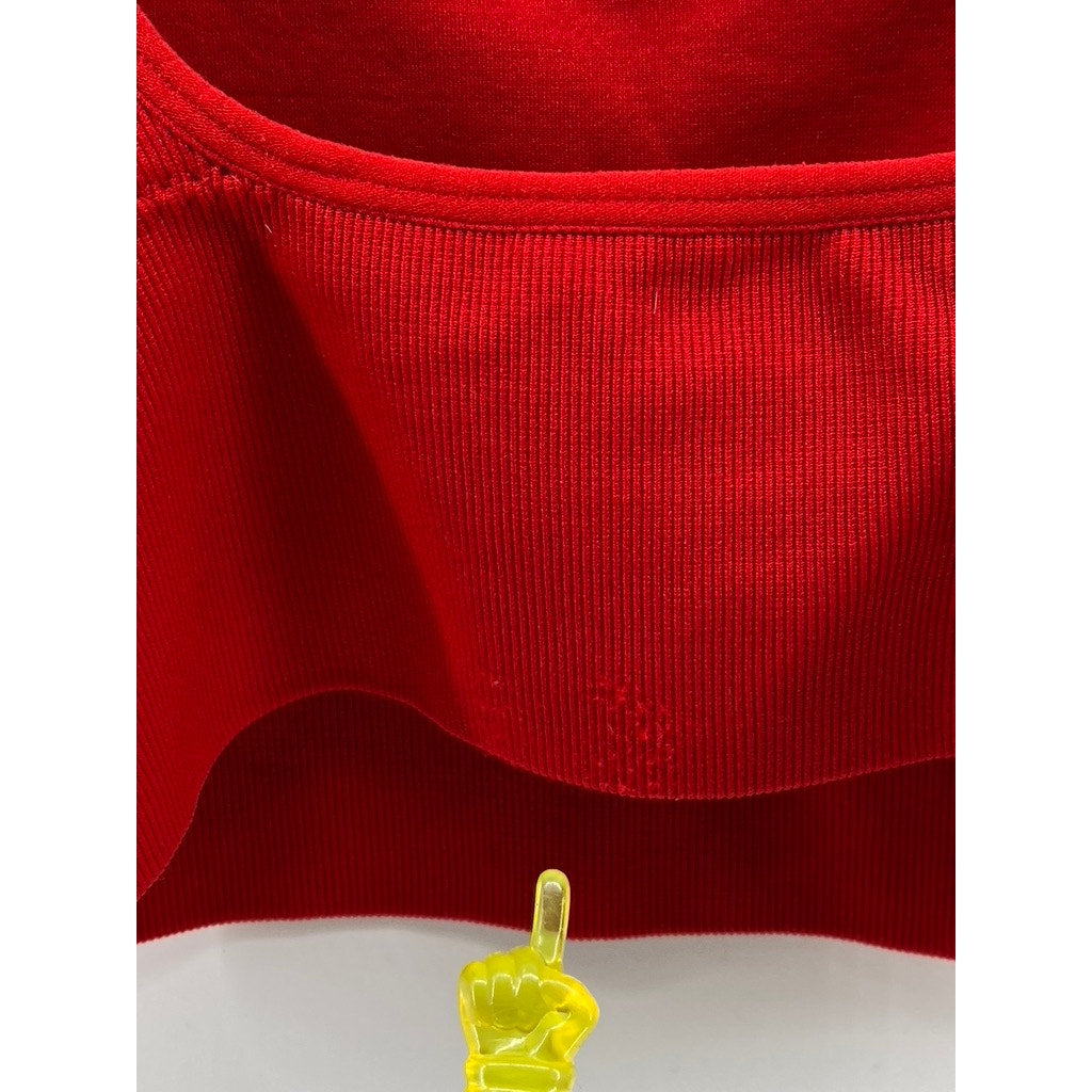 GARAGE Women's Red Ribbed Scoop-Neck Spaghetti Strap Cropped Tank Top SZ XS