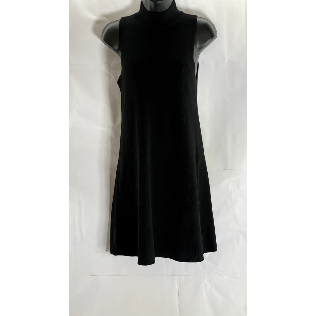 MANGO Women's Black Knit Mock-Neck Sleeveless Pullover Mini Dress SZ S