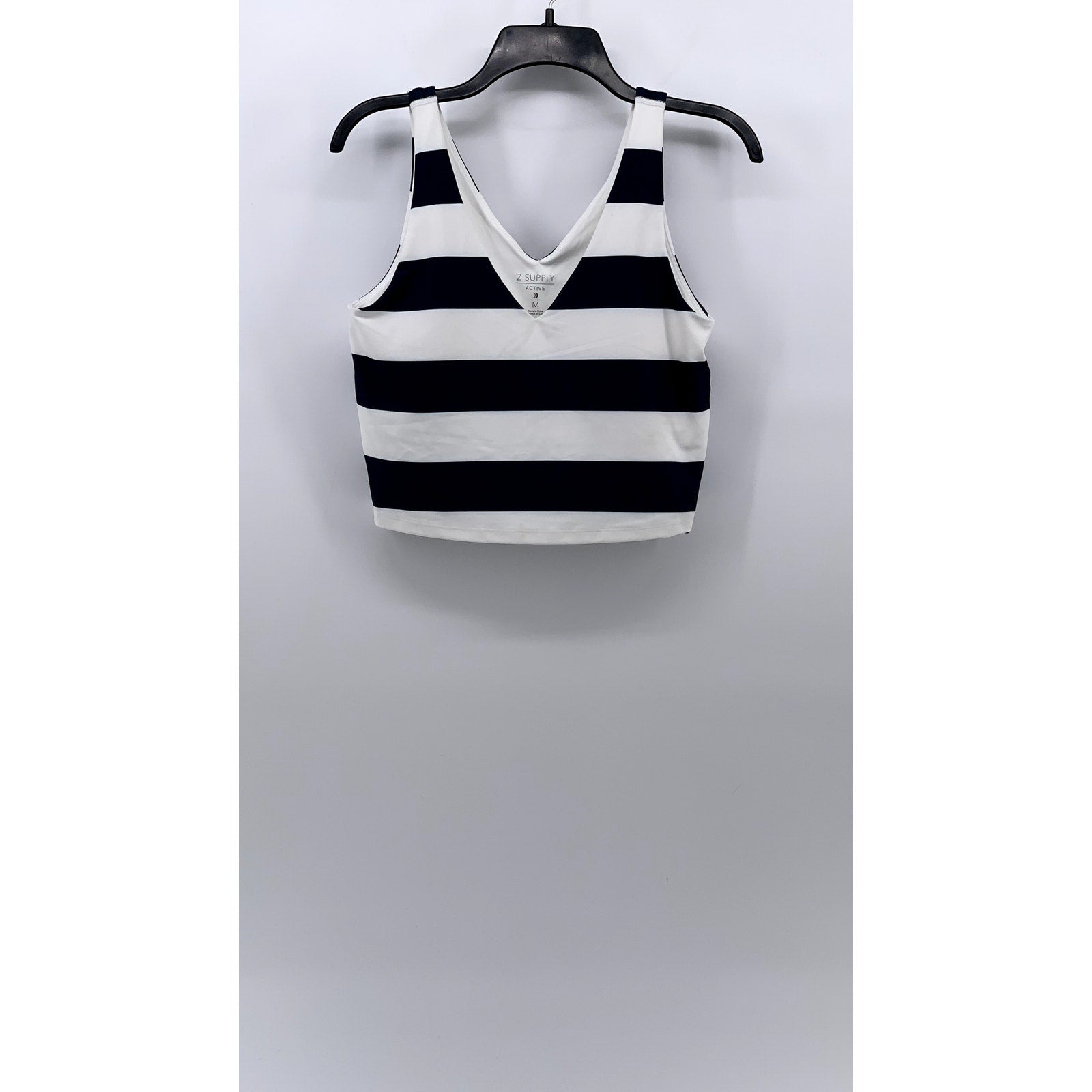 Z SUPPLY Women's Blue-White V-Neck Sleeveless Striped Longline Active Tank SZ M