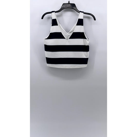 Z SUPPLY Women's Blue-White V-Neck Sleeveless Striped Longline Active Tank SZ M
