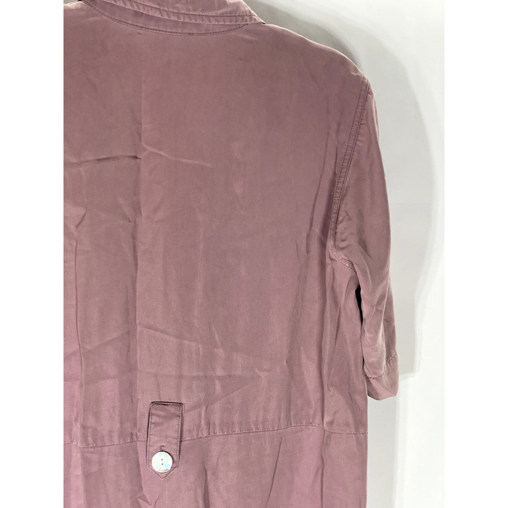 NATIVE YOUTH Women's Purple Half-Button The Amelia Elbow Sleeve Jumpsuit SZ S