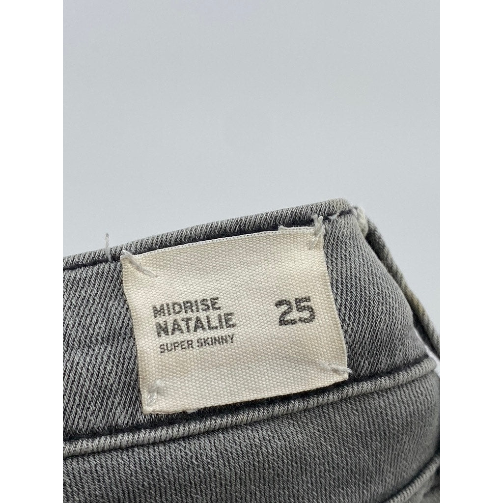 HUDSON Women's Light Gray Denim Super Skinny Midrise Natalie Jeans SZ 25