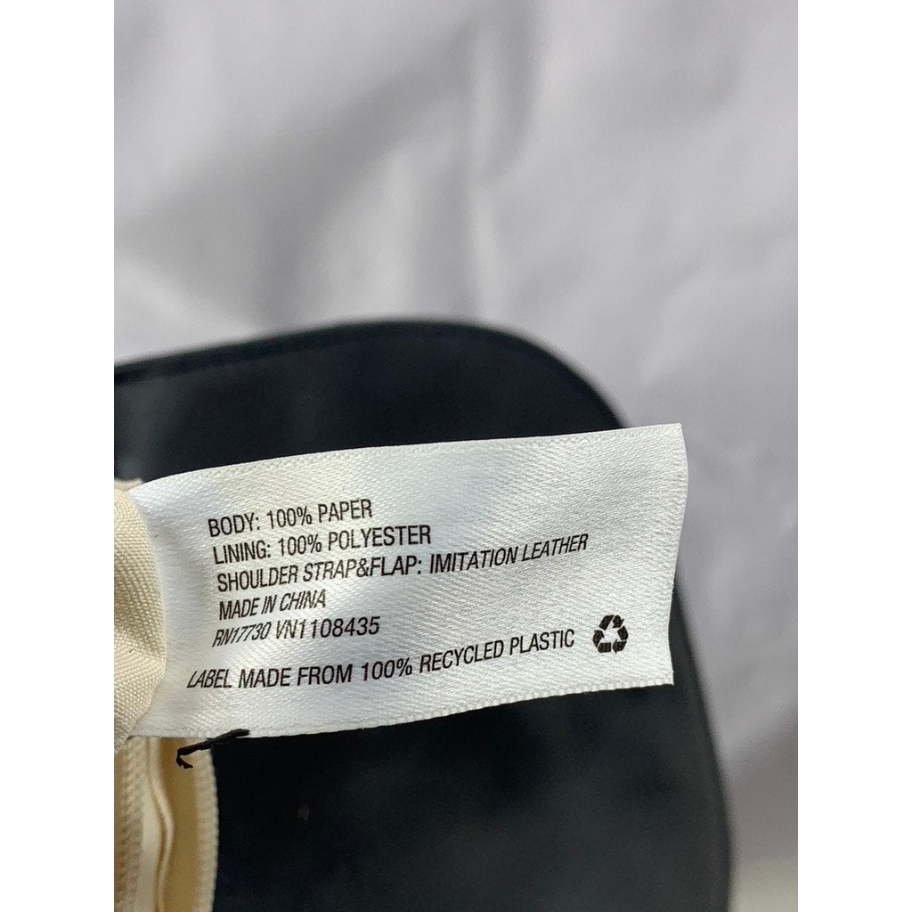 A NEW DAY Women's Black-Tan Straw Flap Snap Button Shoulder Cross-Body Bag