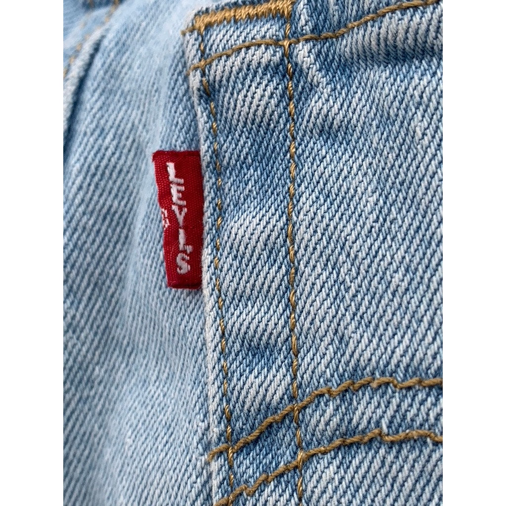 LEVI'S Women's Light Blue Distressed High-Rise Ribcage Button-Fly Short SZ 25