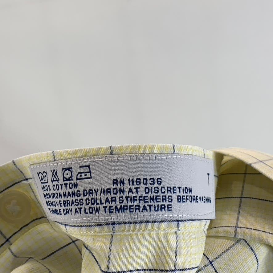 CHARLES TYRWHITT Men's Yellow Windowpane Non-Iron Button-Up Dress Shirt SZ 16.5