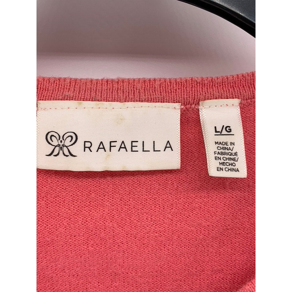 RAFAELLA Women's Peach Acrylic Blend Knit Button-Up Cardigan SZ L