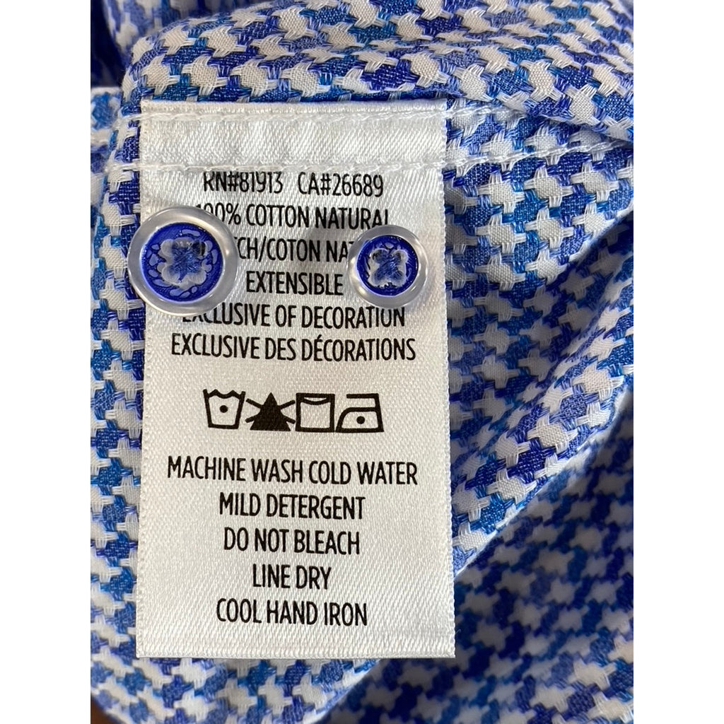 ROBERT GRAHAM Men's Blue Candido Tailored-Fit Button-Down Shirt SZ 3XL