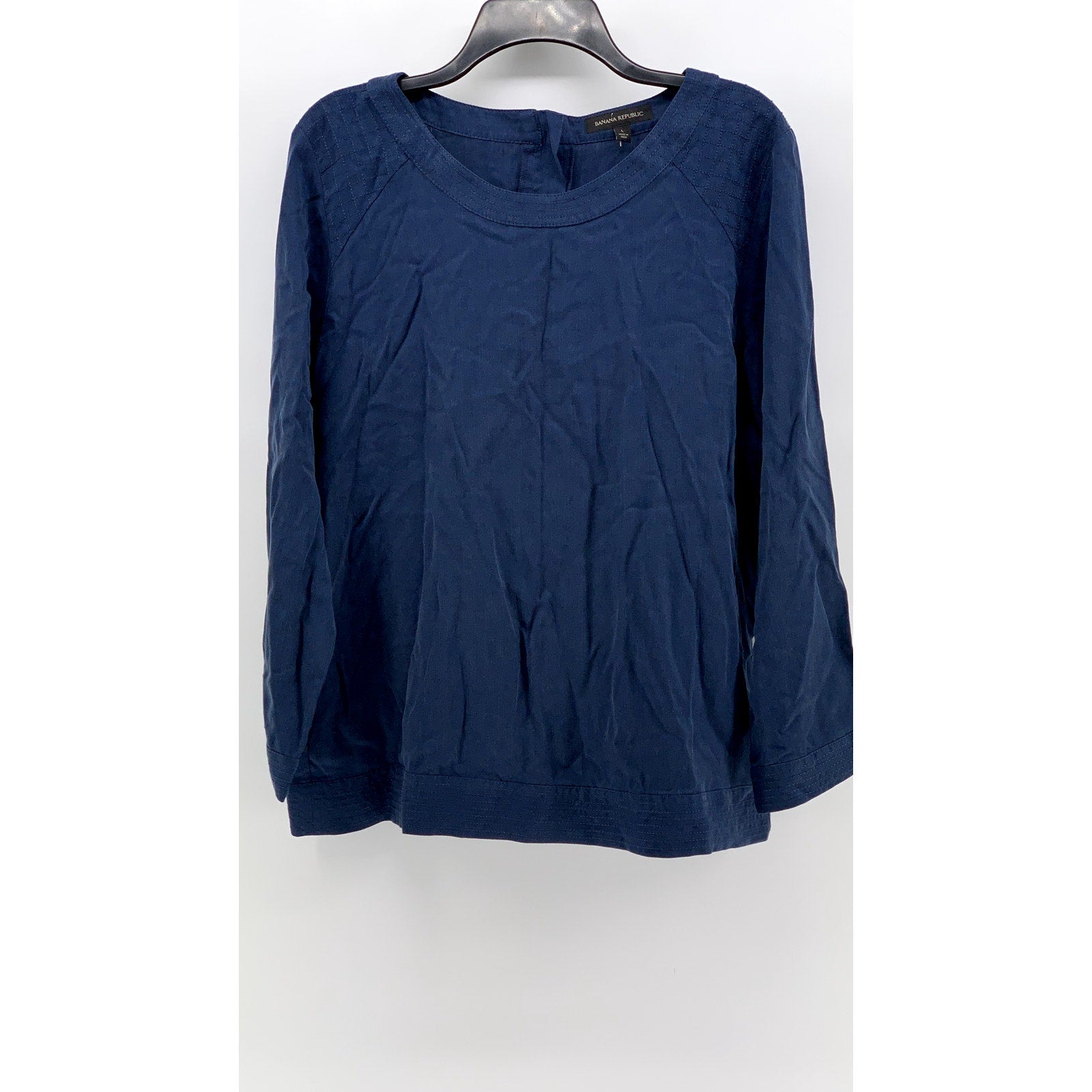 BANANA REPUBLIC Women's Navy Scoop-Neck Long Sleeve Top SZ L