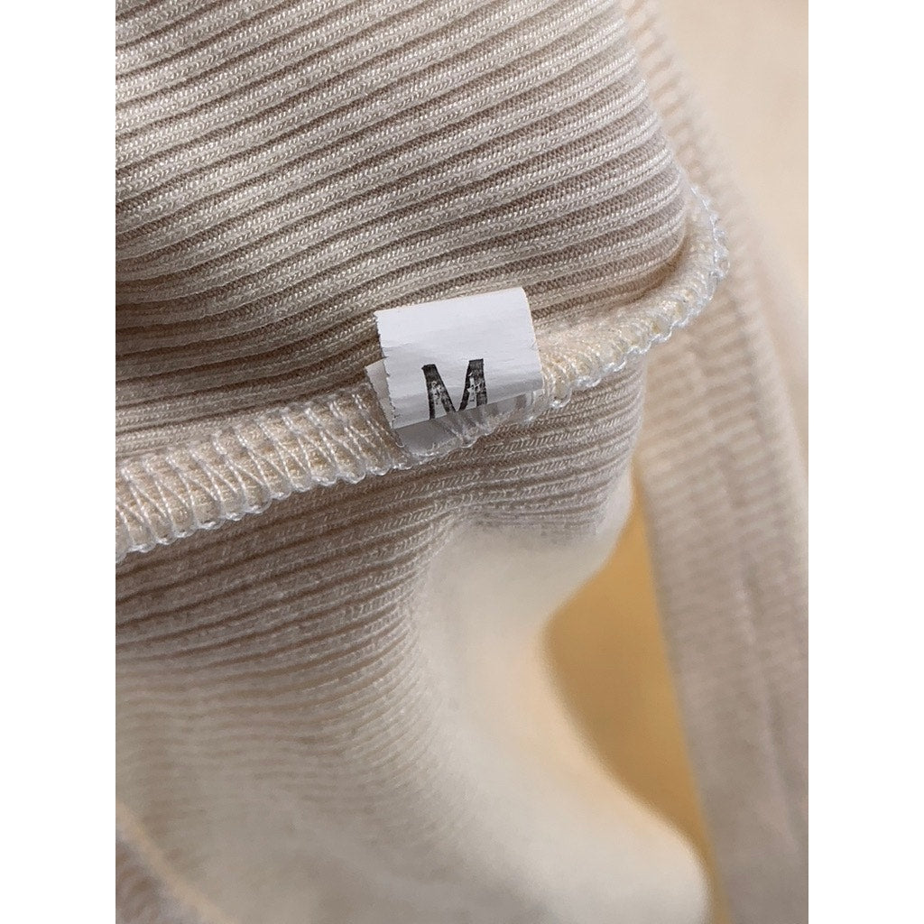 UNBRANDED Women’s Beige Crewneck Ribbed Casual Cropped Tank Top SZ M