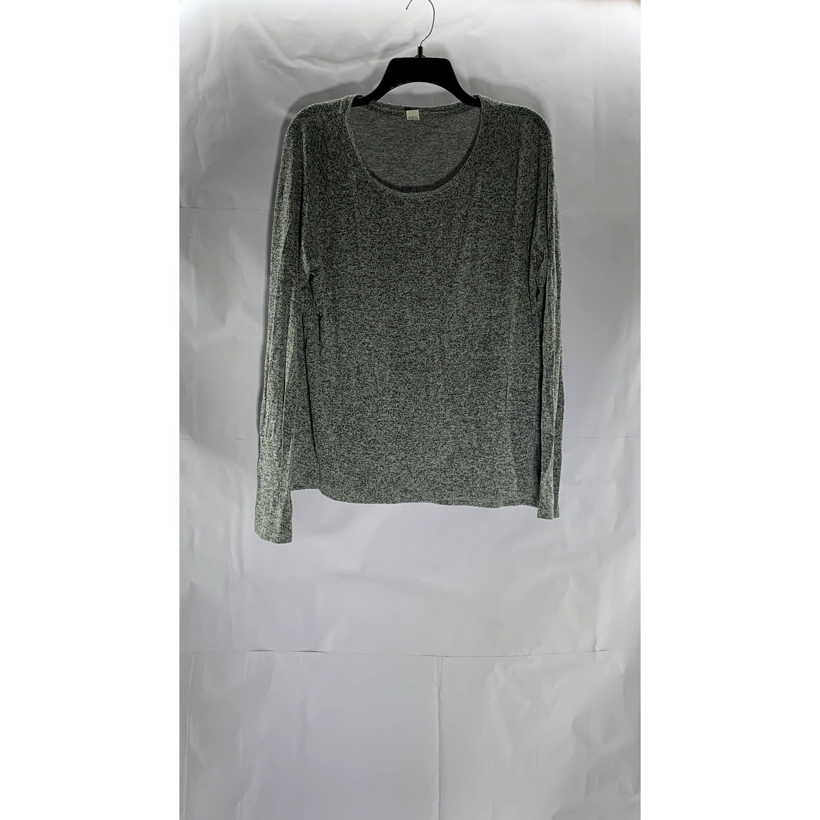 OLD NAVY Women's Gray Marled Luxe Scoop-Neck Long Sleeve Side-Slit Top SZ S