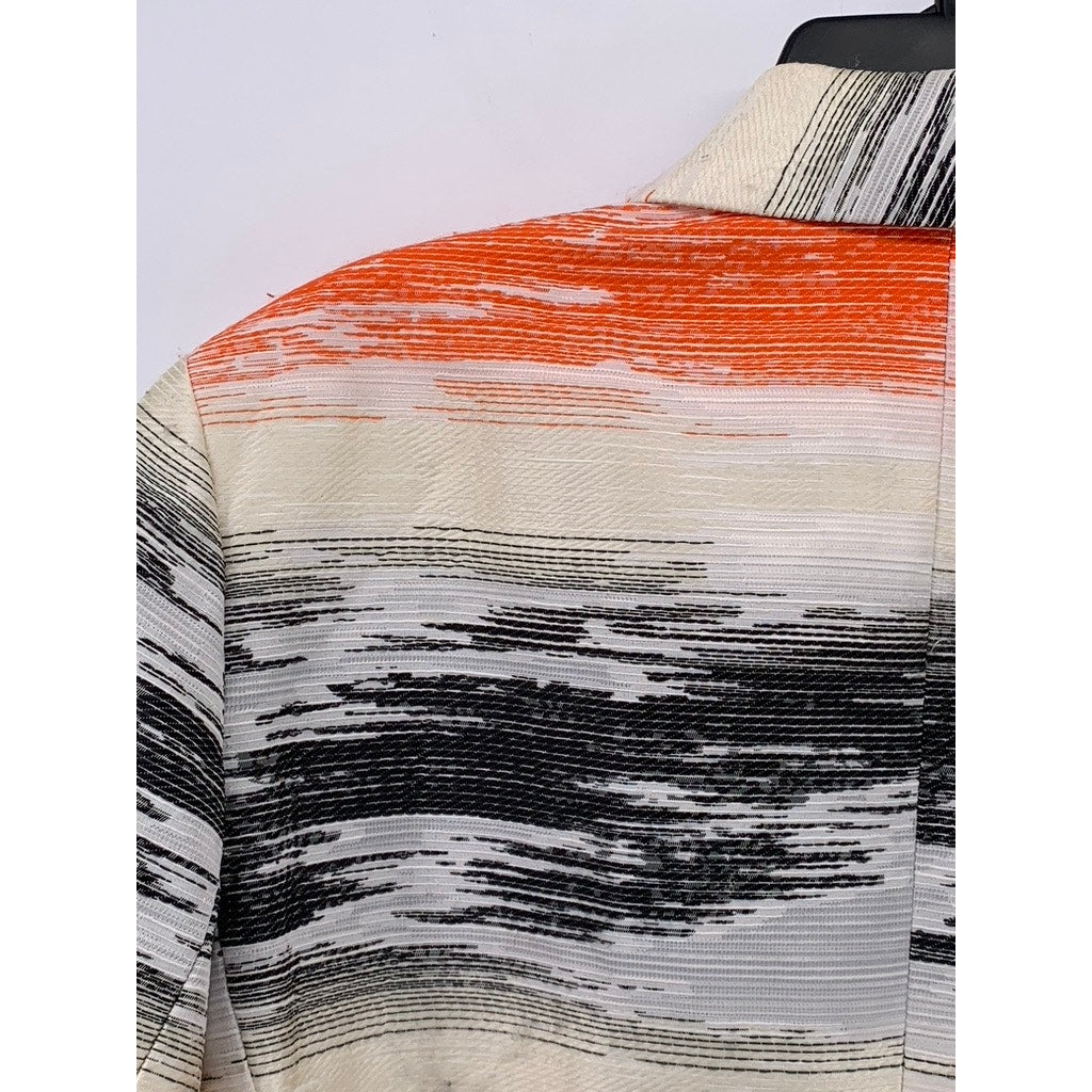 KASPER Women's Orange-Black-Beige Printed Open-Front 3/4 Sleeve Blazer SZ 18