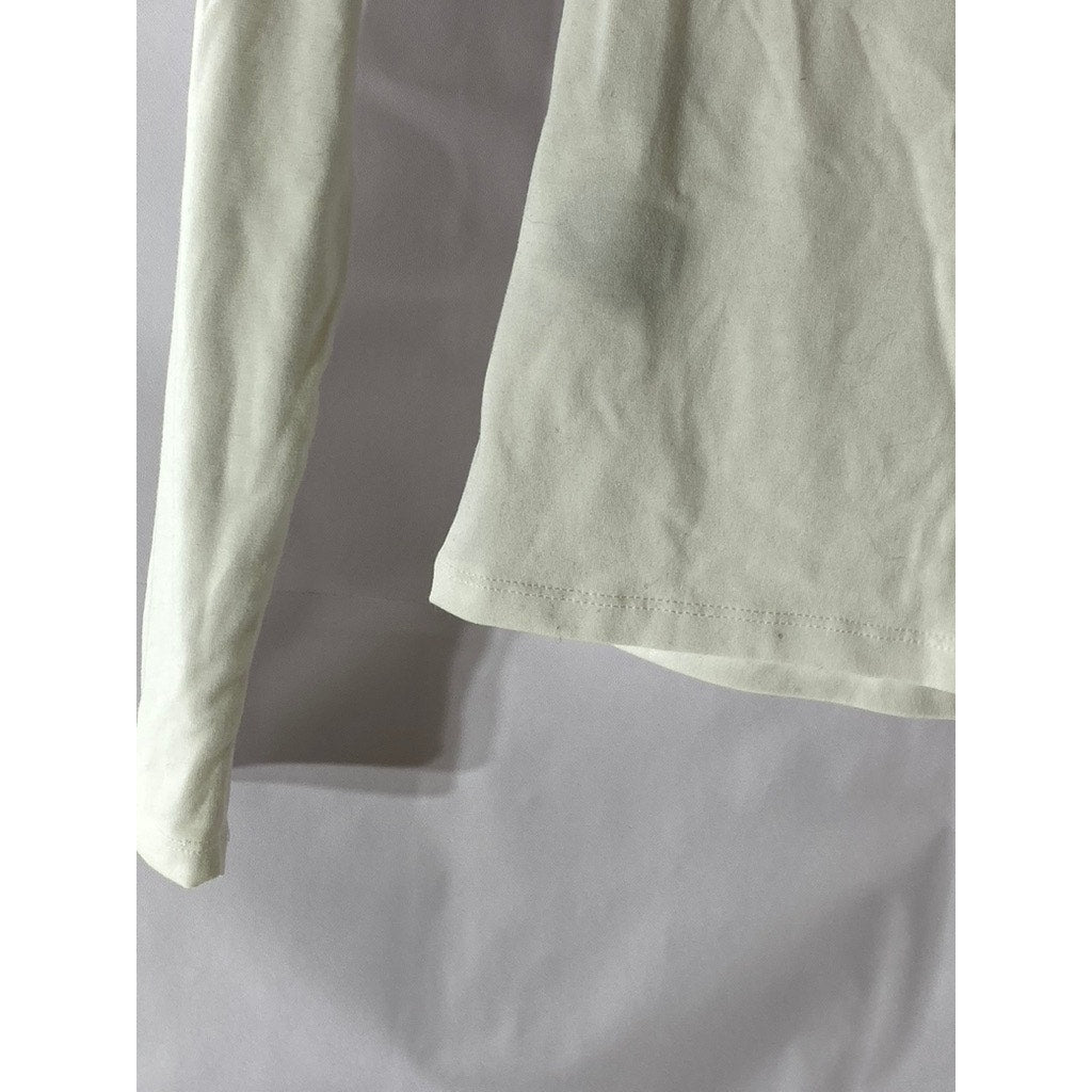 DIVIDED BY H&M Women's White Solid Scoop-Neck Long Sleeve Top SZ S
