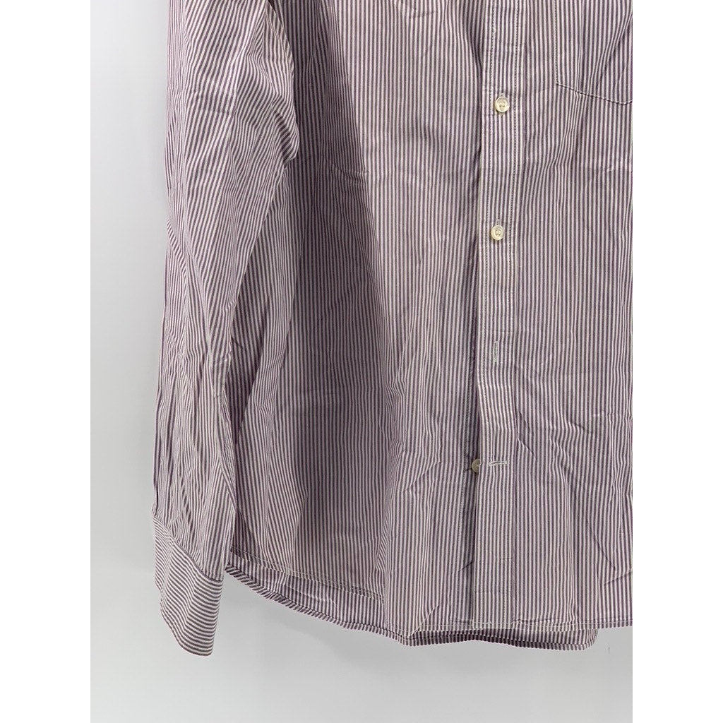 OLD NAVY Men's Burgundy Striped Regular Fit The Classic Shirt SZ XL