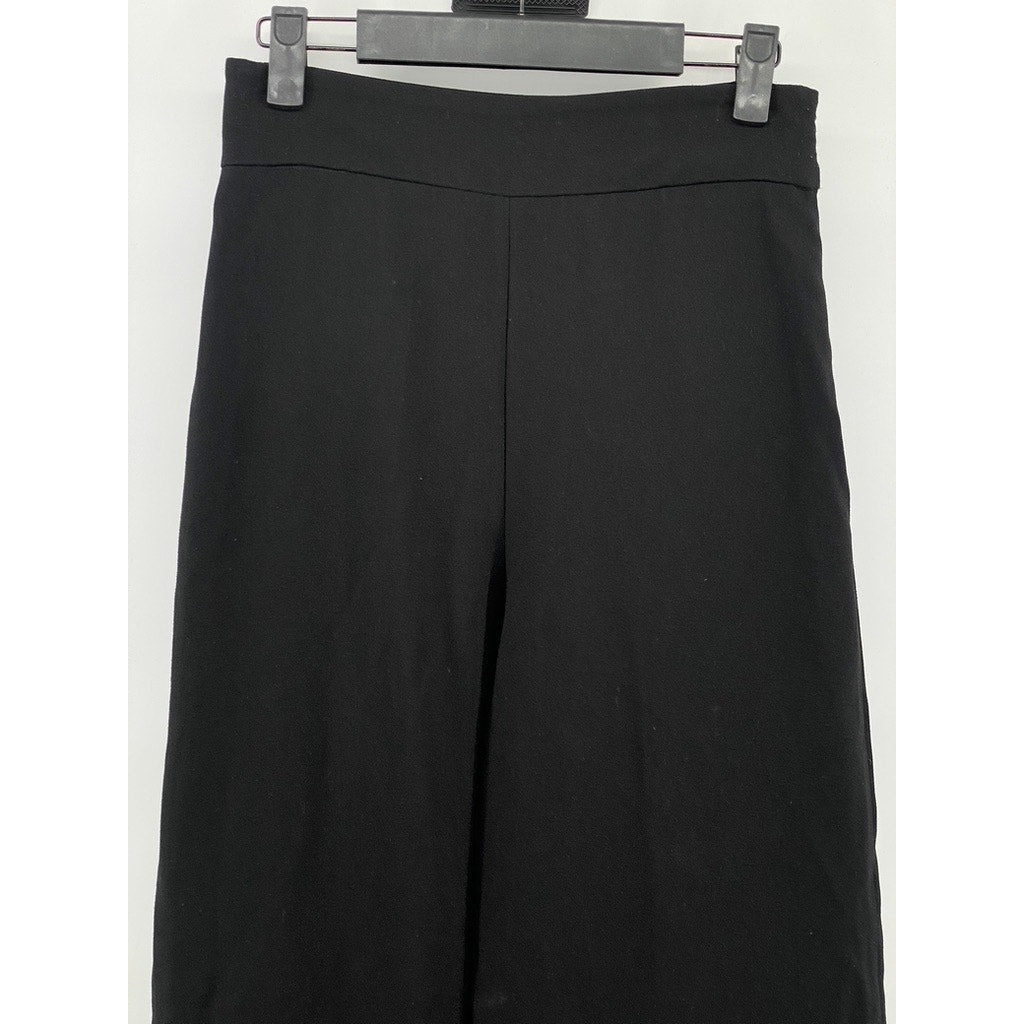 ZARA Women's Black Solid Side-Zip Wide-Leg Dress Pants SZ XS