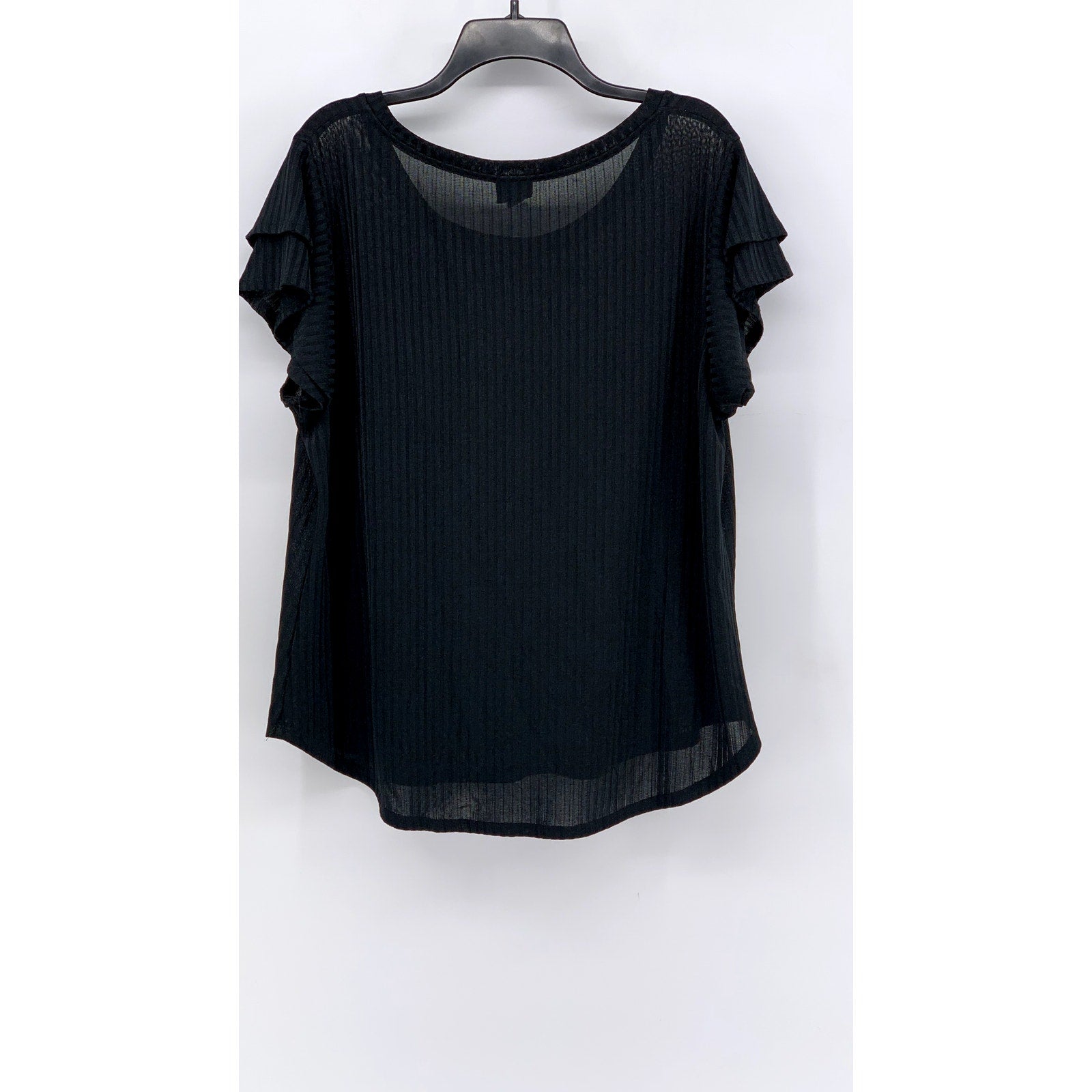 WORTHINGTON Sheer Black Ruffled Sleeve Blouse SZ XL