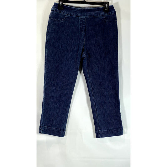 SOFT SURROUNDINGS Women's Petite Denim Mid-Rise Pull-On Capri Jeans SZ P/S