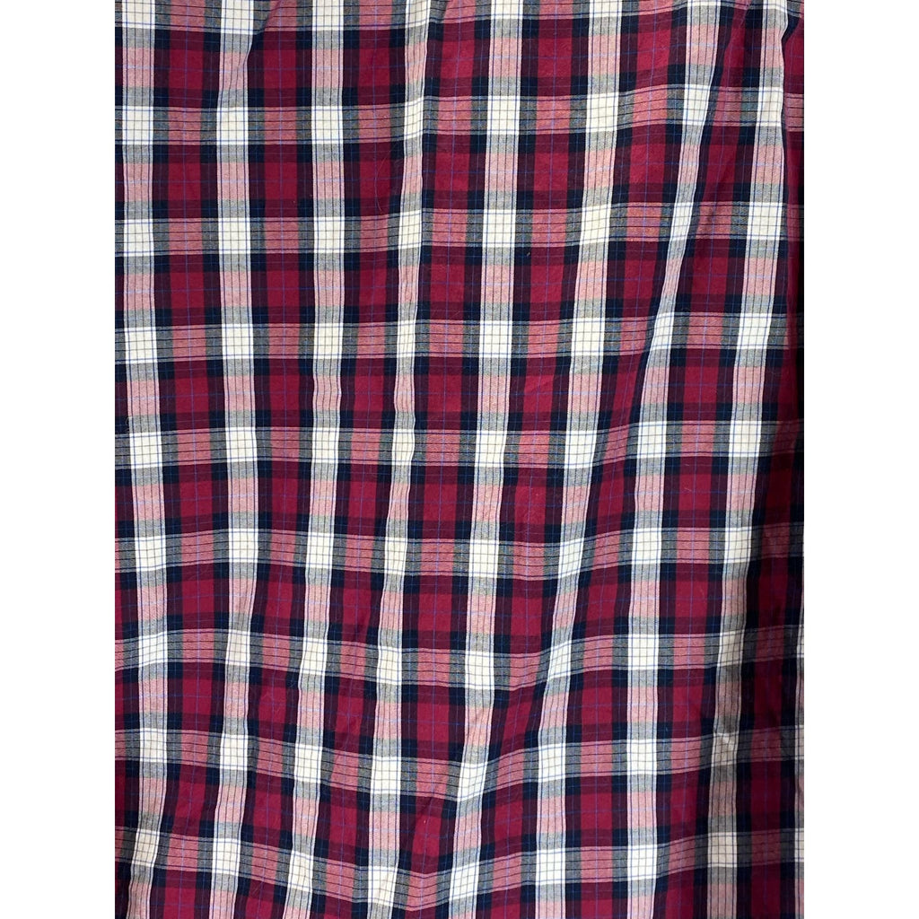 J. CREW Men's Red Checkered Washed Casual Tailored-Fit Button-Up Shirt SZ M