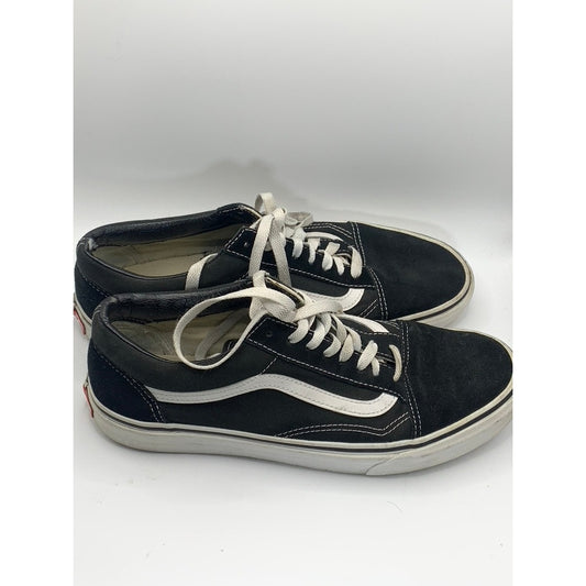 VANS Men's Black/White Old Skool Lace-Up Low Top Side Stripe Sneakers SZ 10